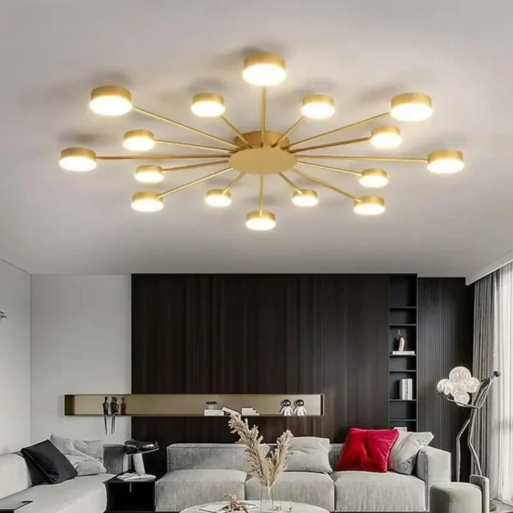 Plafonnier led moderne doré style chandelier contemporain chic