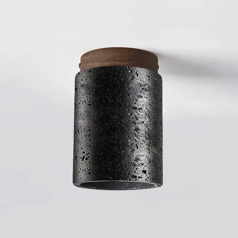 Plafonnier led noir texturé avec détails bois élégant style