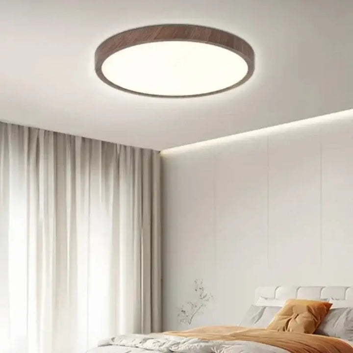 Plafonnier led rond effet bois épuré pour ambiance douce