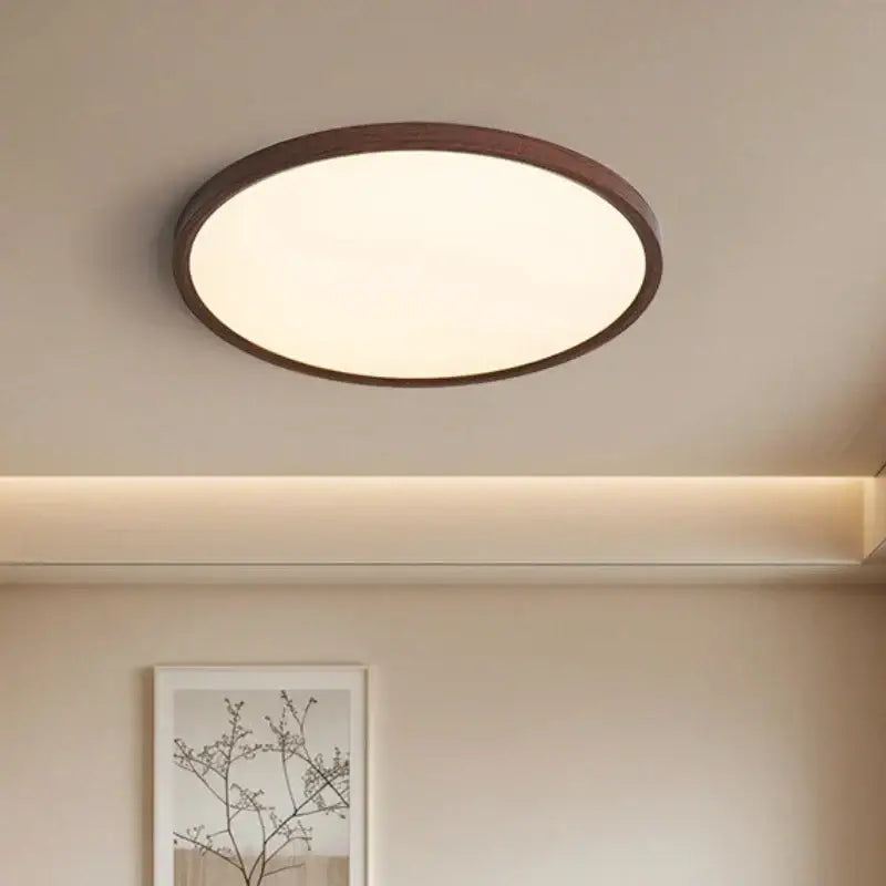 Plafonnier led rond effet bois épuré pour ambiance douce