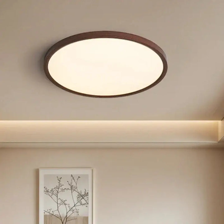 Plafonnier led rond effet bois épuré pour ambiance douce