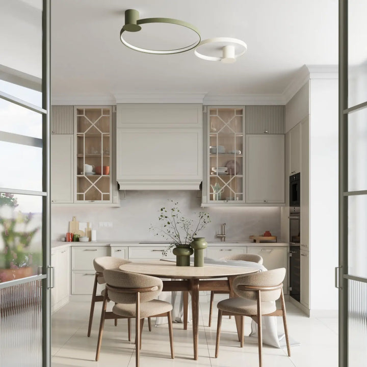Luminaire plafonnier rio 110 vert olive avec anneaux led et design minimaliste collection rio allient élégance