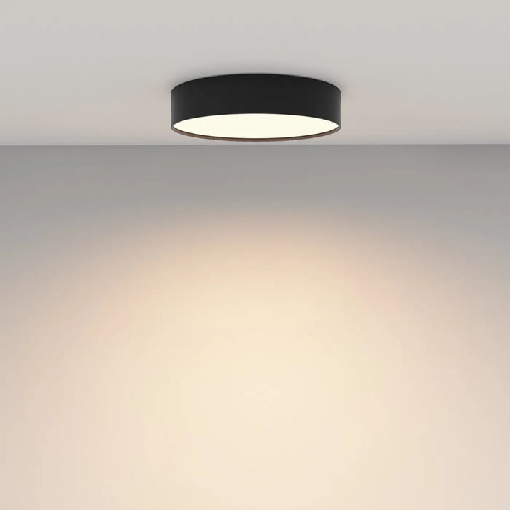 Plafonnier led zon rond minimaliste noir avec profil fin et éclairage blanc chaud pour intérieur moderne