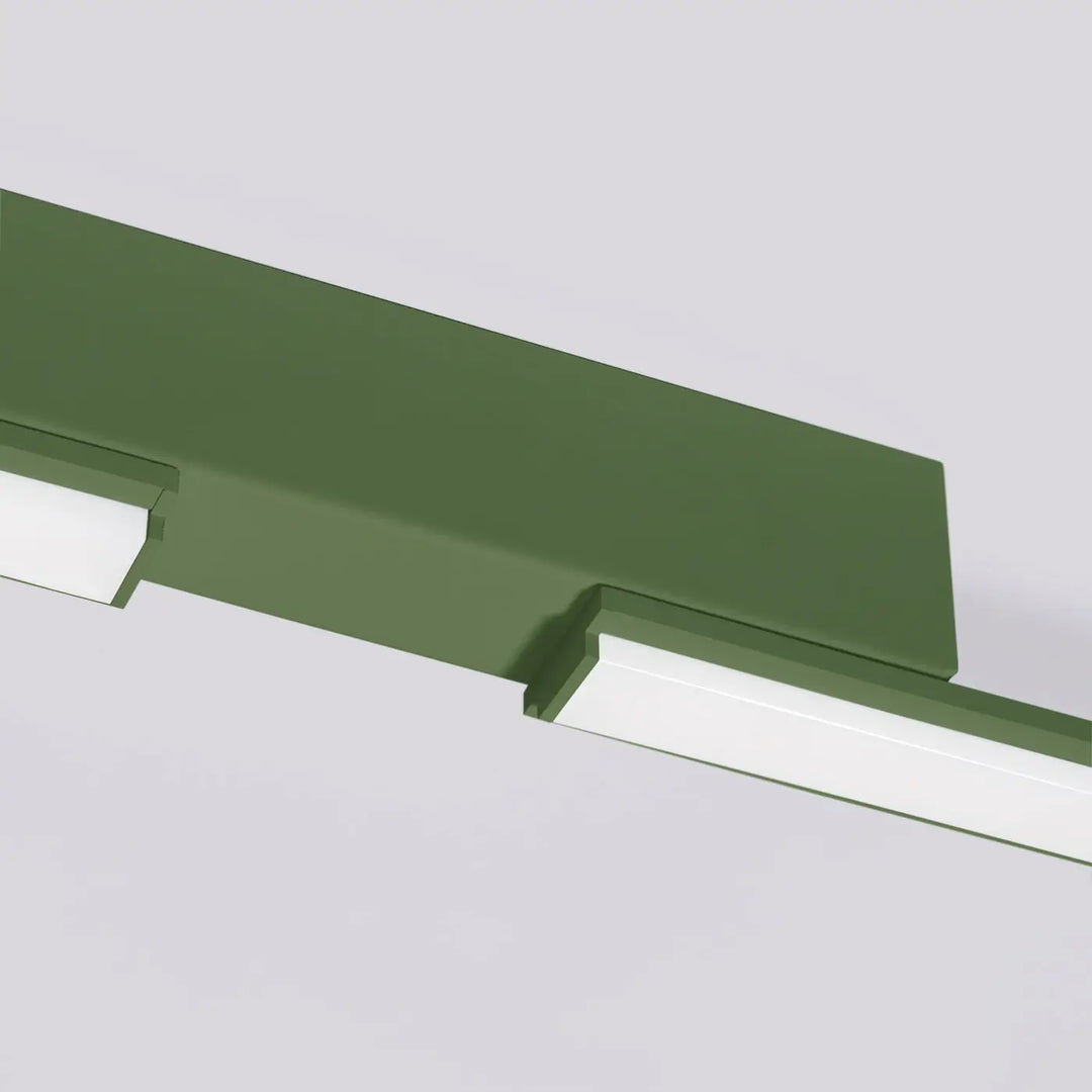 Plafonnier linéaire LAGOM vert olive éteinte, détail du boîtier