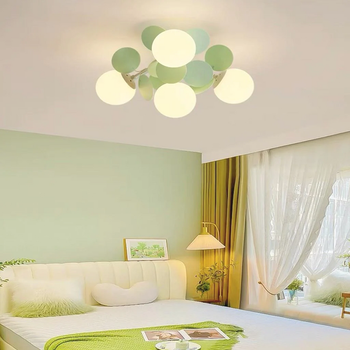 Plafonnier design en globes led éclairage blanc vert chic
