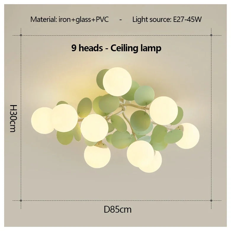 Plafonnier design en globes led éclairage blanc vert chic