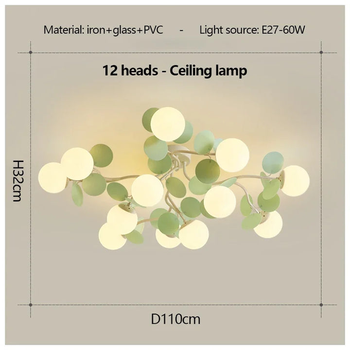 Plafonnier design en globes led éclairage blanc vert chic