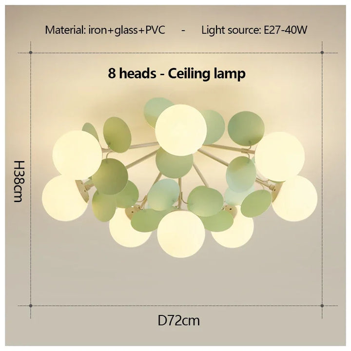 Plafonnier design en globes led éclairage blanc vert chic