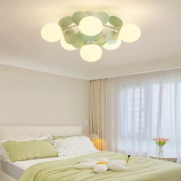 Plafonnier design en globes led éclairage blanc vert chic