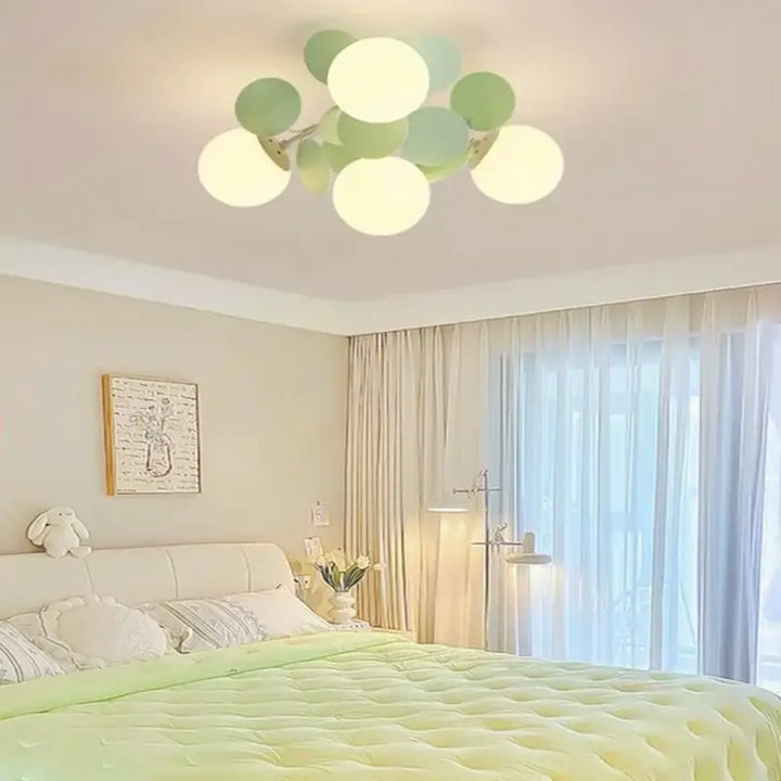 Plafonnier design en globes led éclairage blanc vert chic