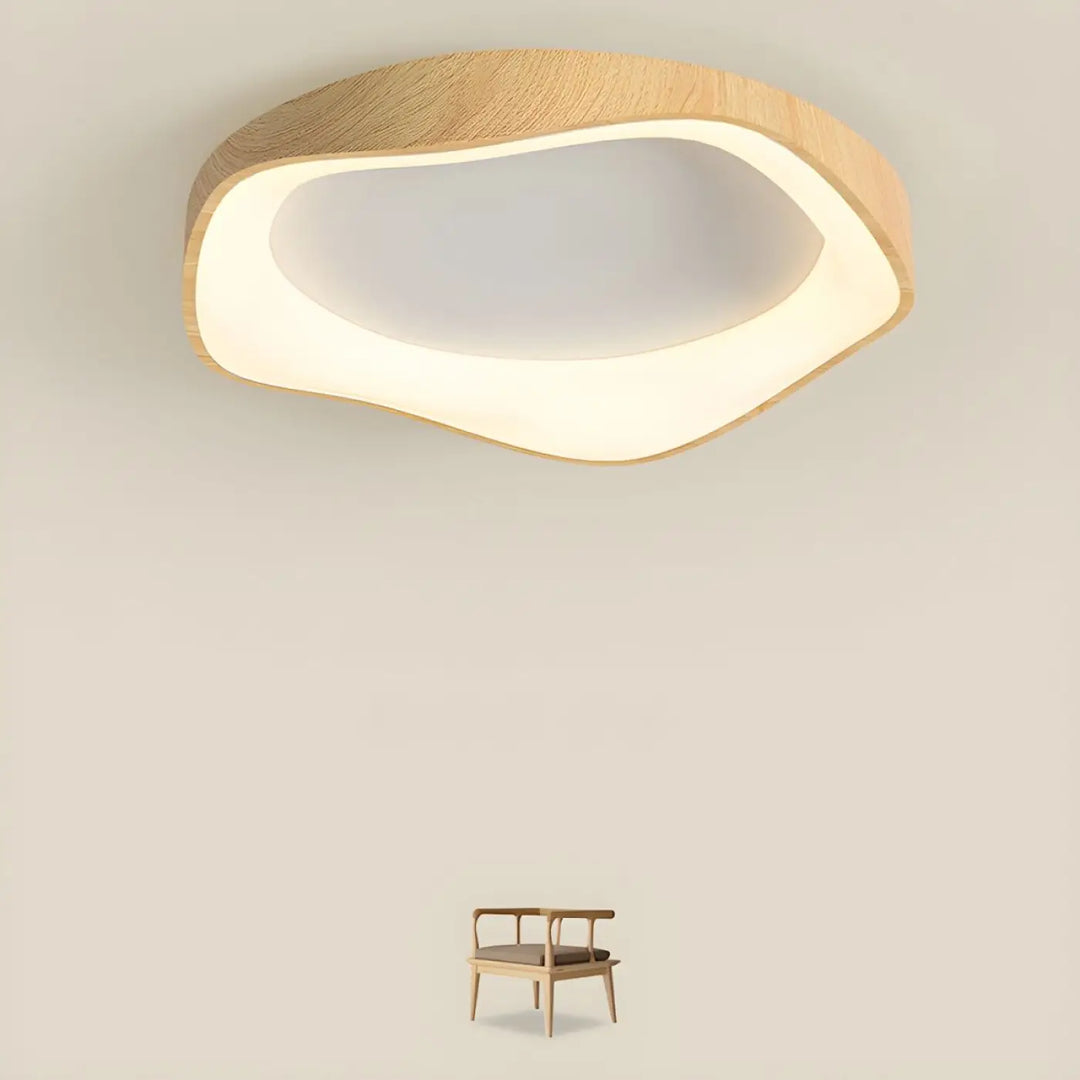 Plafonnier luminaire LED design contemporain en bois