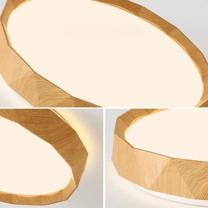 Plafonnier en métal effet bois naturel led stylé