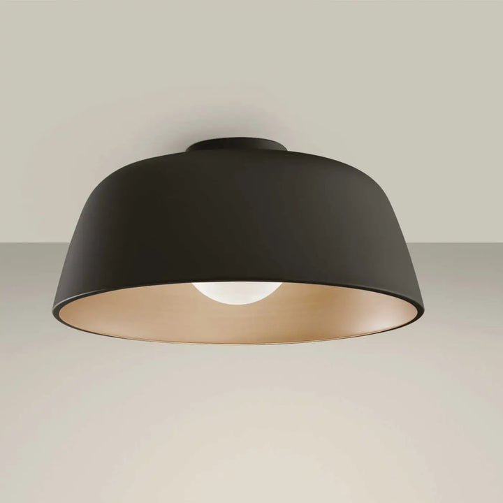 Plafonnier Miso rond en acier noir #couleur_noir