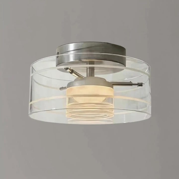 Luminaire plafonnier albeo moderne avec finition nickel brossé et anneaux en acrylique transparent