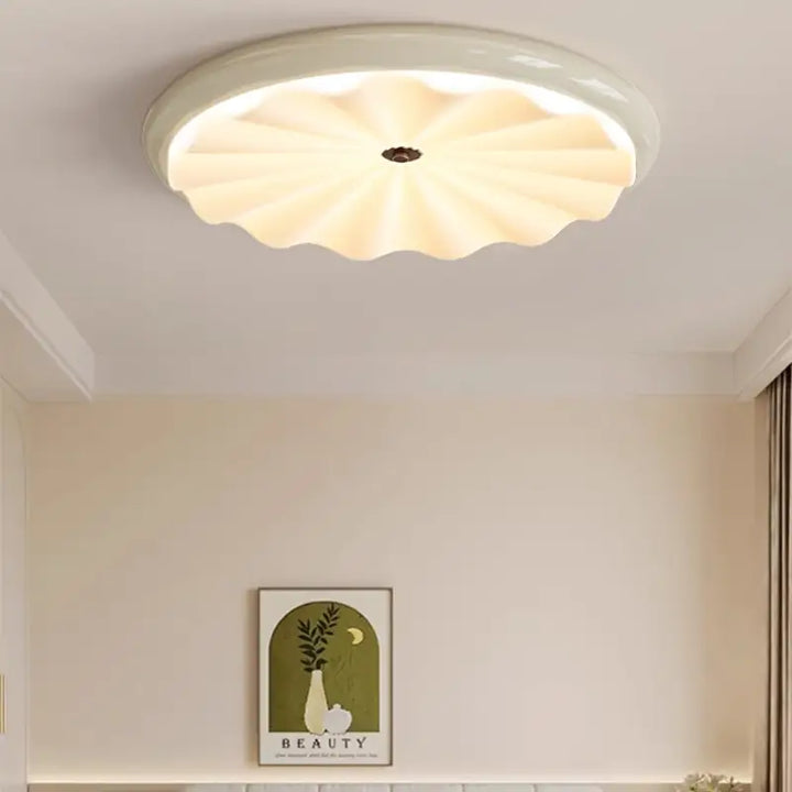 Plafonnier moderne blanc ondulé en verre luminaire led