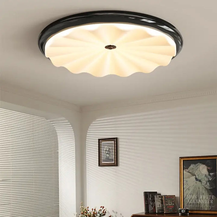 Plafonnier moderne blanc ondulé en verre luminaire led