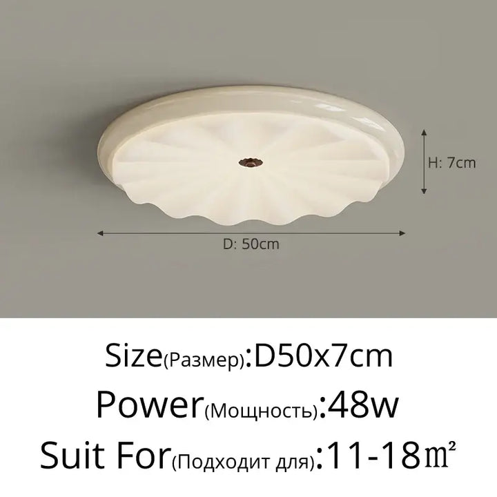 Plafonnier moderne blanc ondulé en verre luminaire led