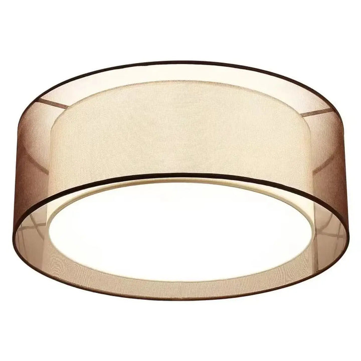 Luminaire plafonnier envora beige avec abat-jour en voilage fumé et bordure noire pour un éclairage enveloppant moderne