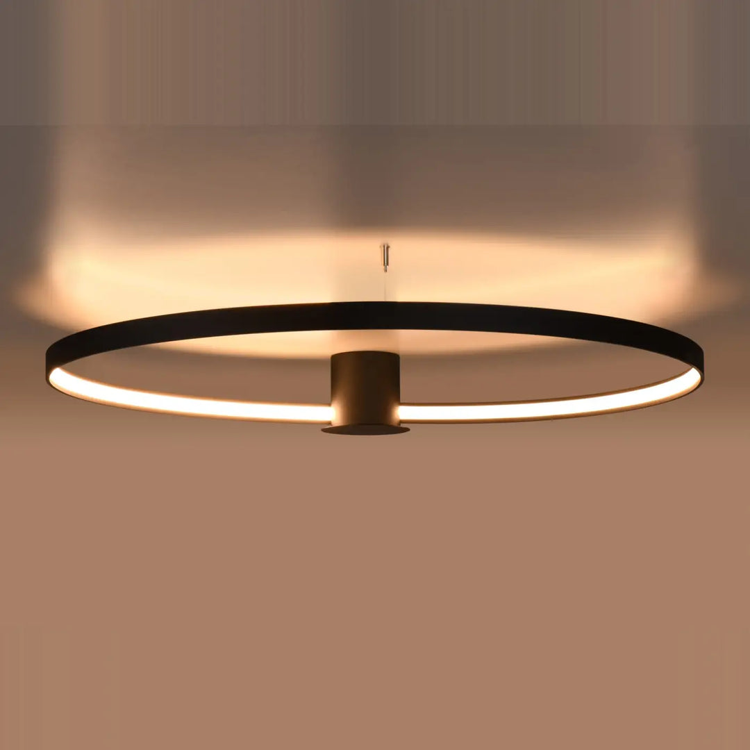 Luminaire plafonnier rio 110 noir avec modules led circulaire moderne diffuse une lueur chaude design unique lampes rio