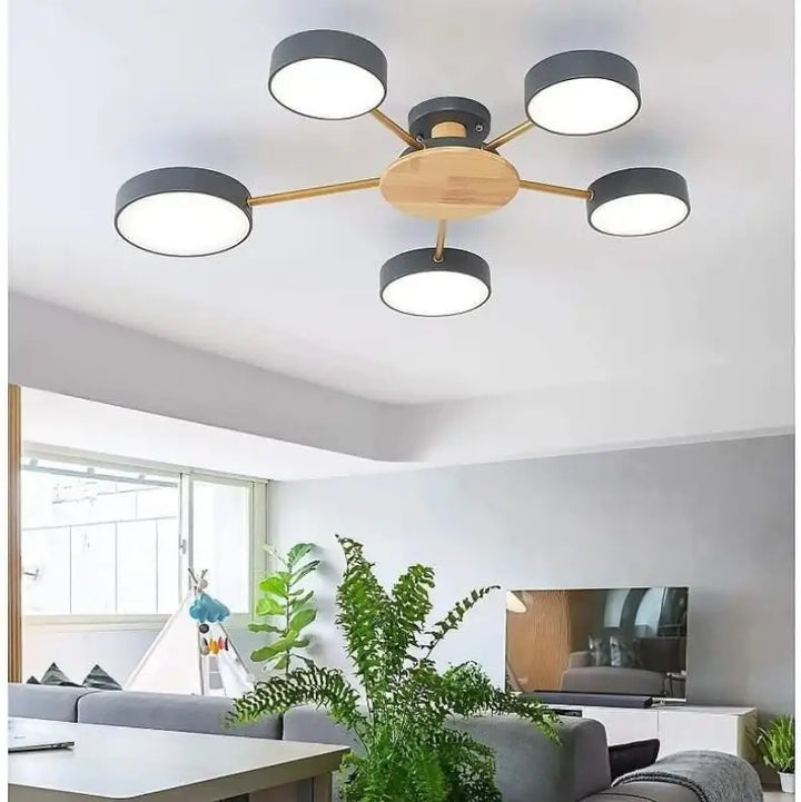 Plafonnier Nordique à Diffuseurs et Bois