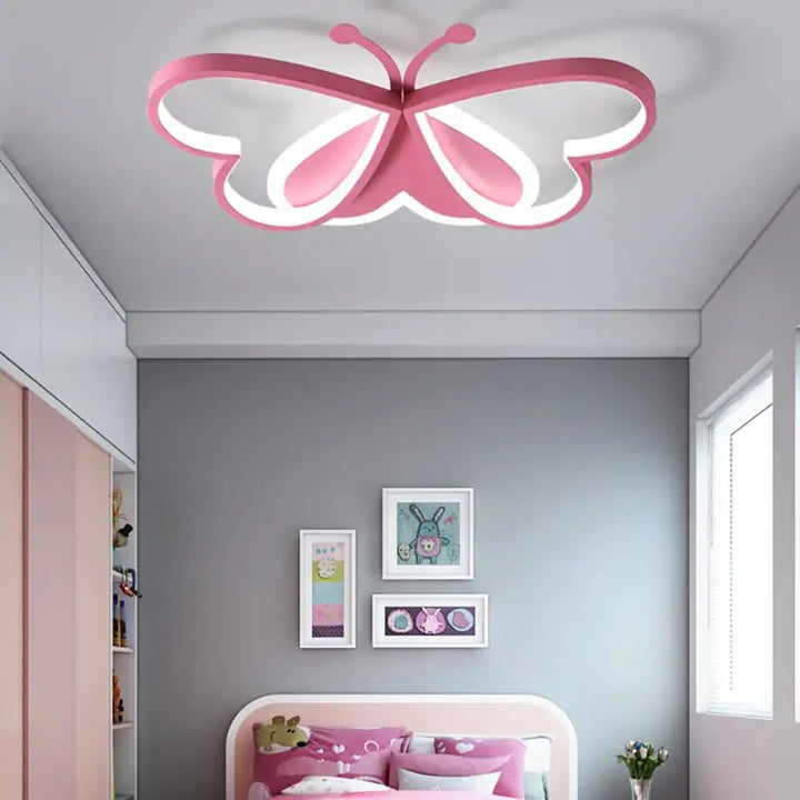 Plafonnier Papillon Rose LED Pour Chambre Enfant Fille

