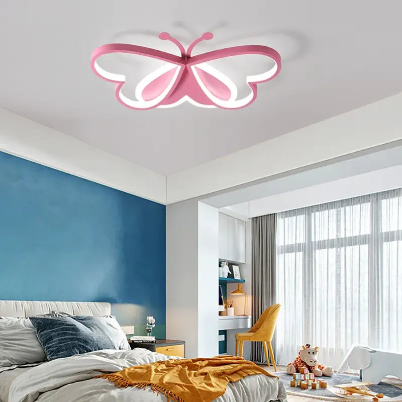 Plafonnier Papillon Rose LED Pour Chambre Enfant Fille


