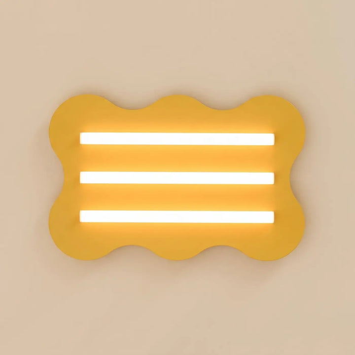 Plafonnier KLOVER jaune allumée, vue de face