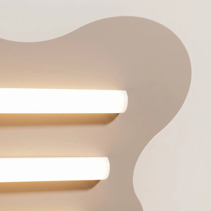 Plafonnier KLOVER taupe allumée, détail des tubes
