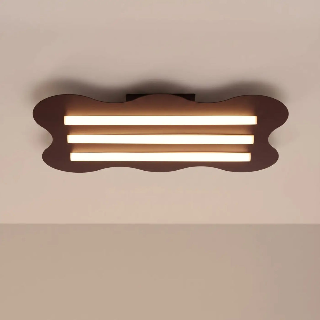 Plafonnier KLOVER marron allumée, au plafond