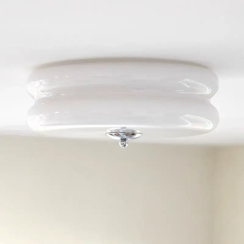 Plafonnier rétro moderne en verre épuré style années 70

