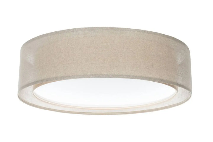 Luminaire plafonnier puro rond beige en tissu avec une lumière douce diffusée translucide