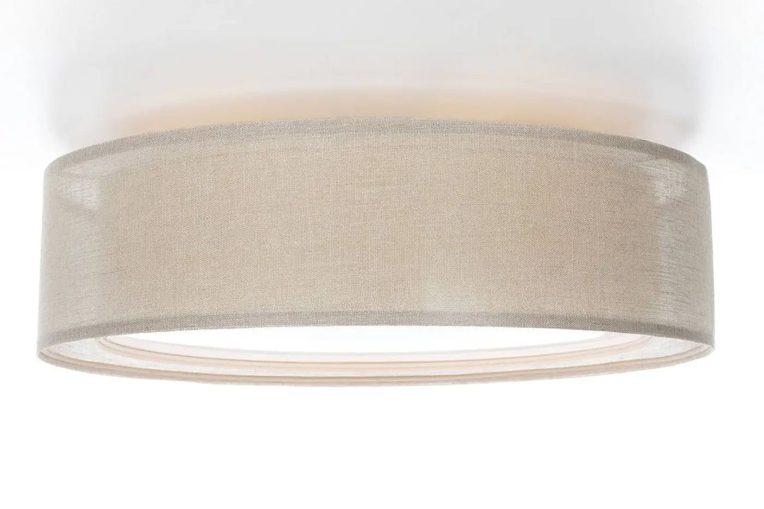 Plafonnier rond beige en tissu mesh avec design moderne pour un éclairage élégant et contemporain
