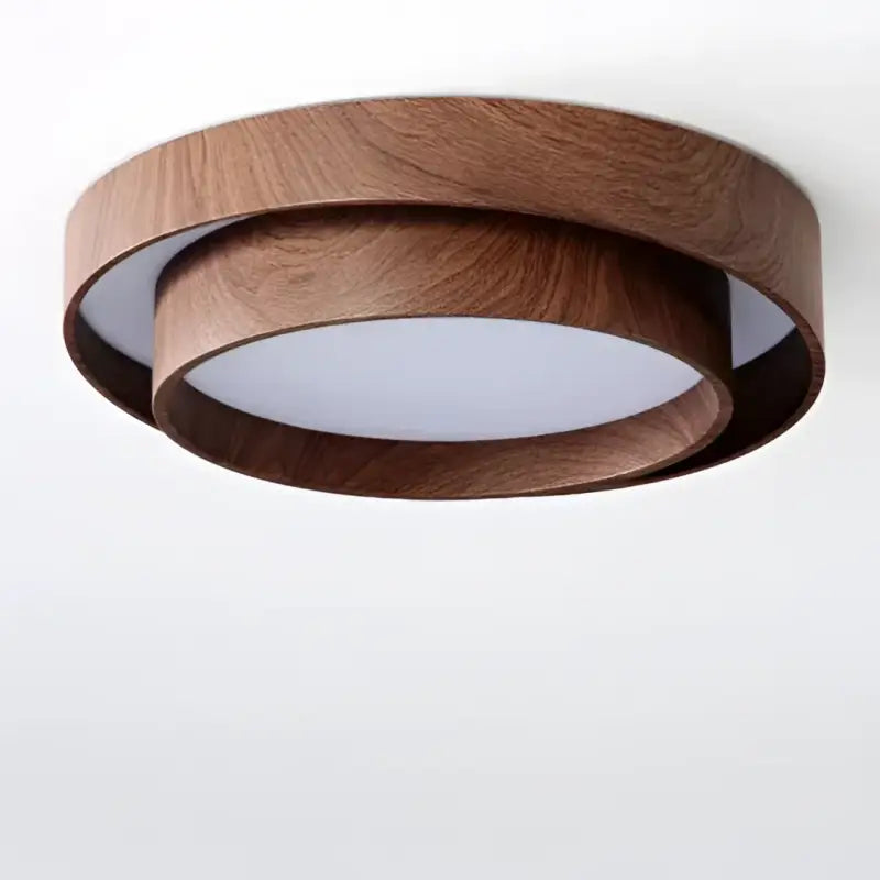 Plafonnier Rond En Bois Design Avec Anneau Décalé

