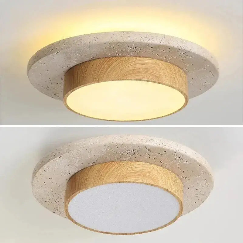 Plafonnier rond en bois au style nordique moderne naturel