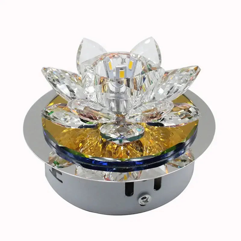 Plafonnier Rond Cristal Étincelant Pour Plafond Sculpté

