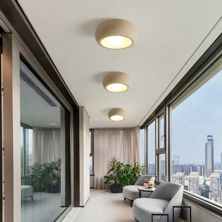 Plafonnier rond design moderne ambiance gris contemporaine