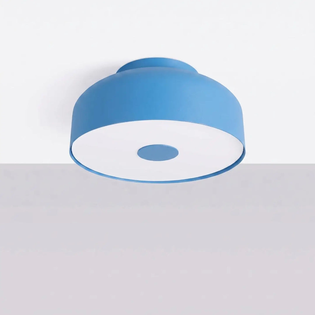 Luminaire Plafonnier bleu clair éteinte, vue rapprochée