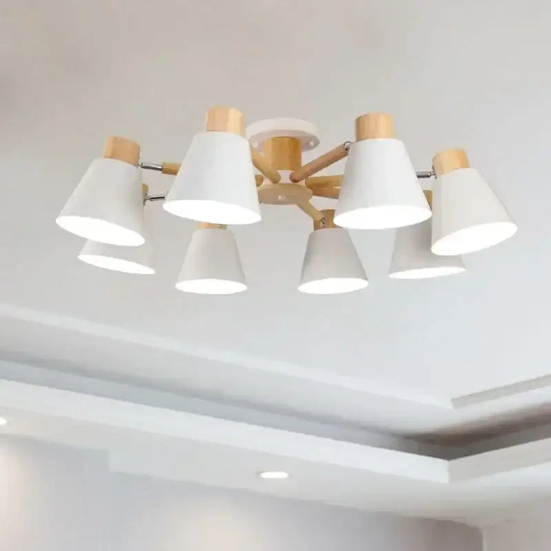 Plafonnier Scandinave Contemporain Bois Métal Vert Blanc
