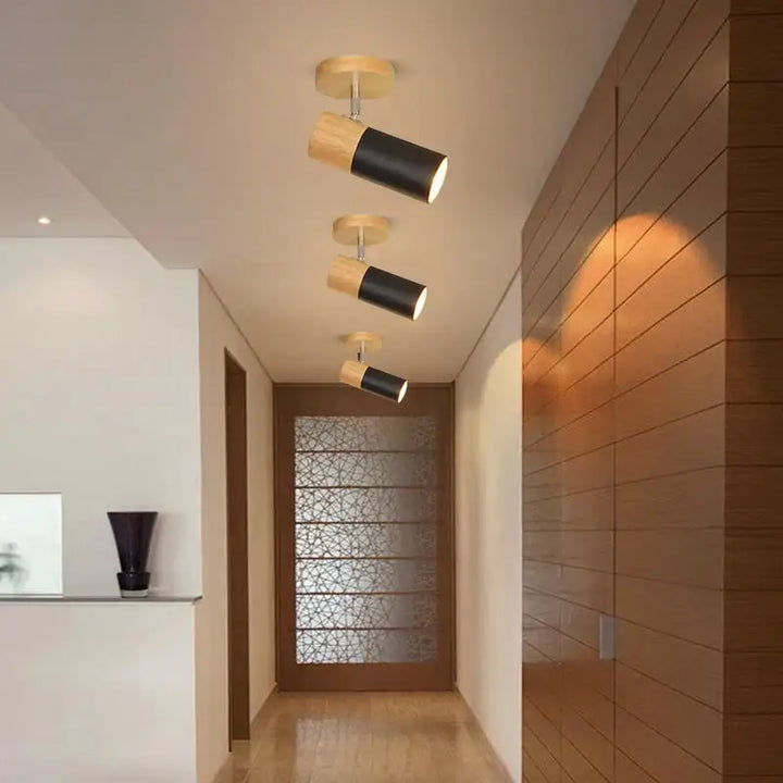 Plafonnier spot en bois orientable