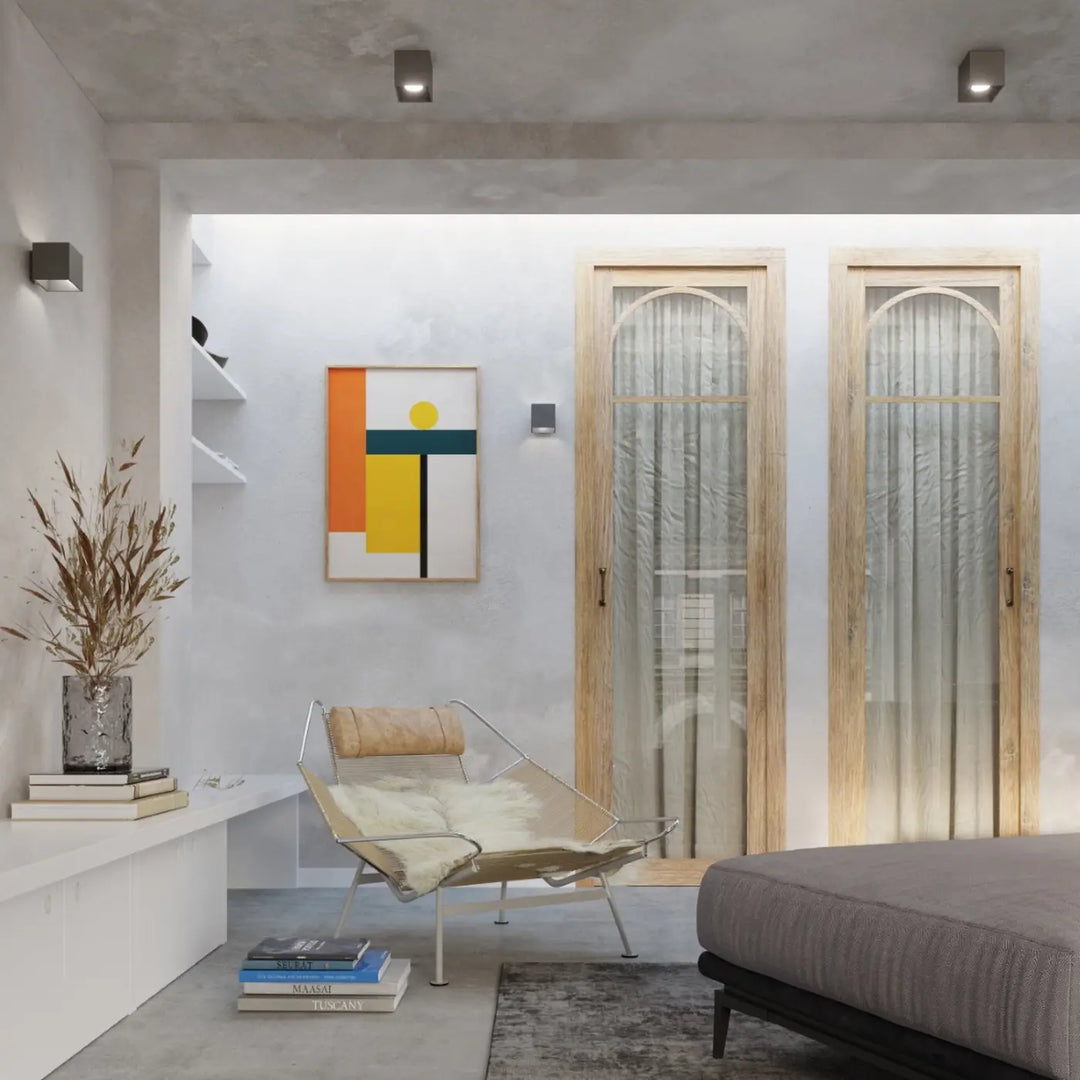 Luminaire Plafonnier anthracite dans un intérieur contemporain