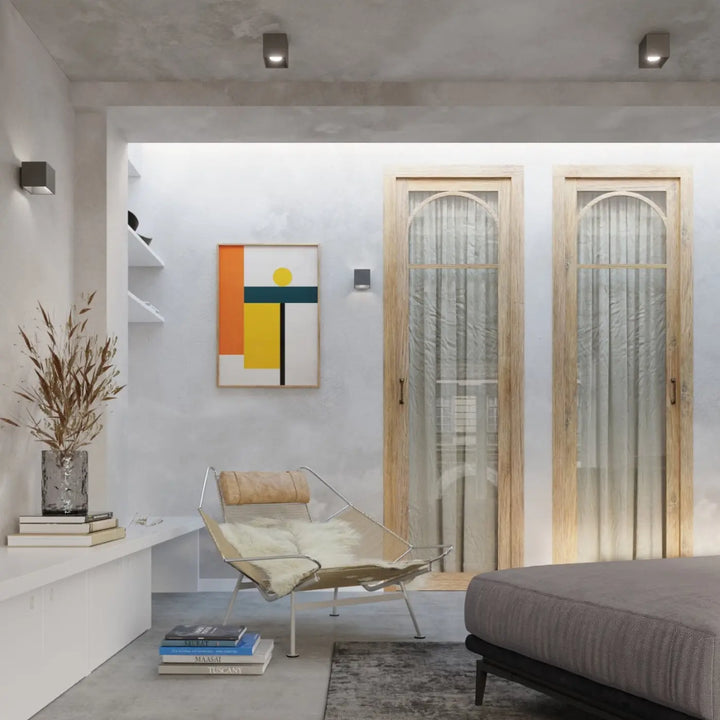 Luminaire Plafonnier anthracite dans un intérieur contemporain