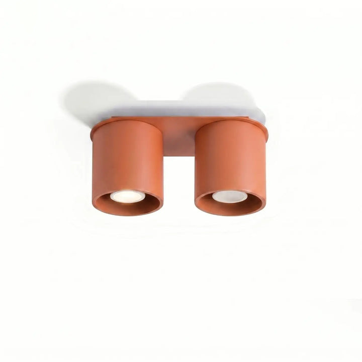 Luminaire Plafonnier ocre rouge éteinte, vue rapprochée