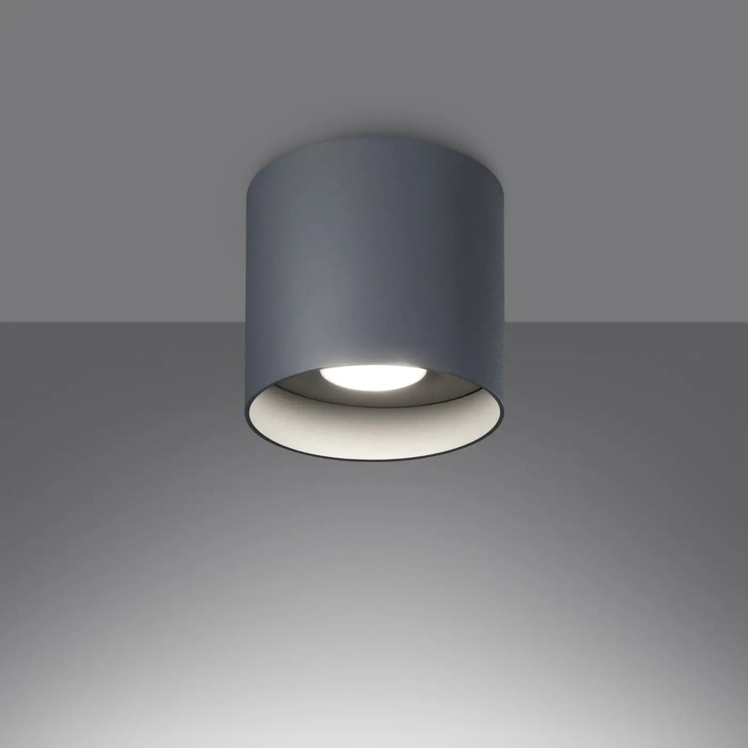Luminaire plafonnier gris allumé