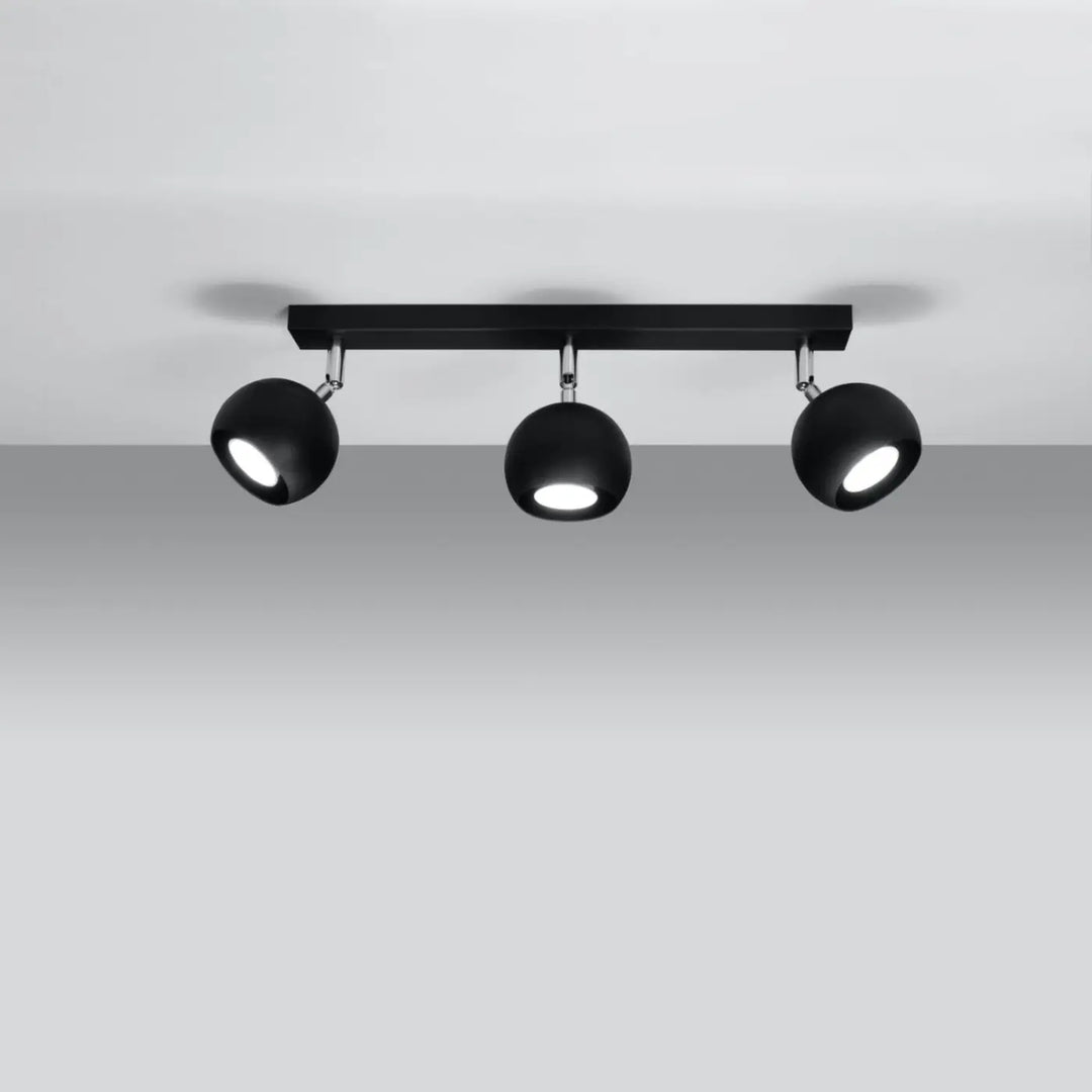 Luminaire plafonnier noir allumé