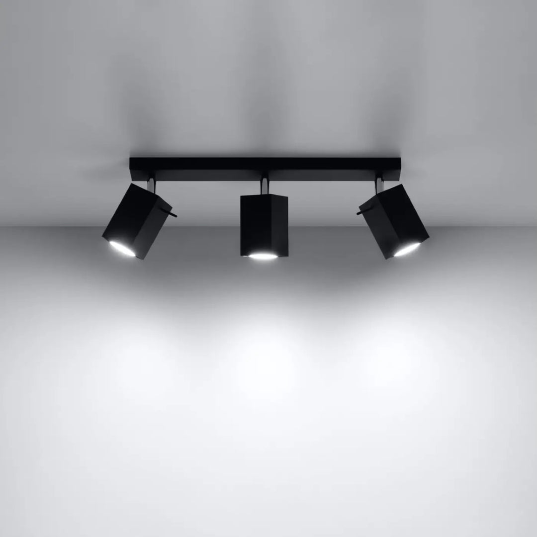 Luminaire plafonnier noir allumé