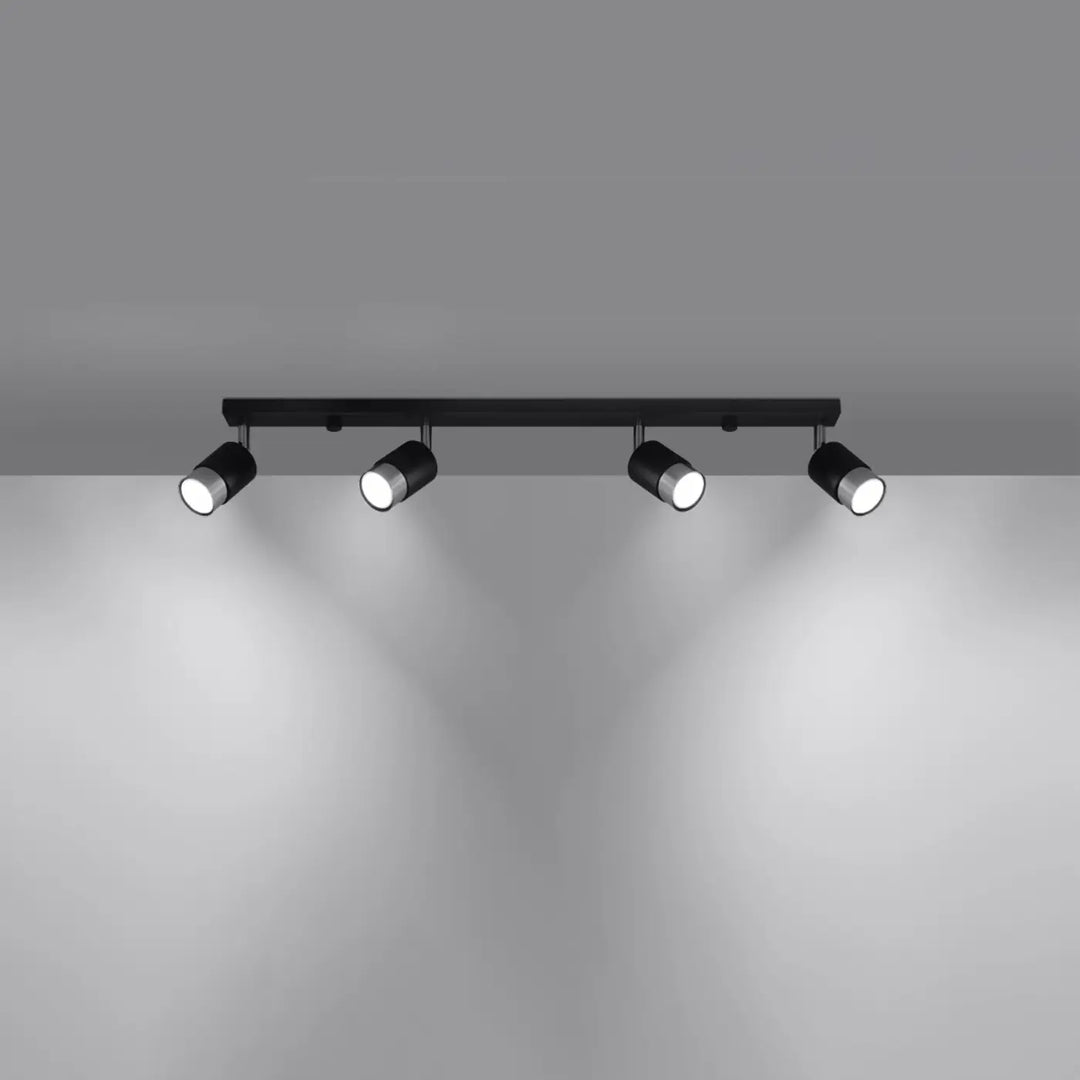 Plafonnier noir/chromé allumé