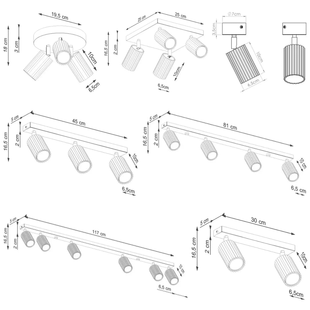 Luminaire plafonnier karbon spots orientables avec finition mate en métal minimaliste et sortie électrique intégrée