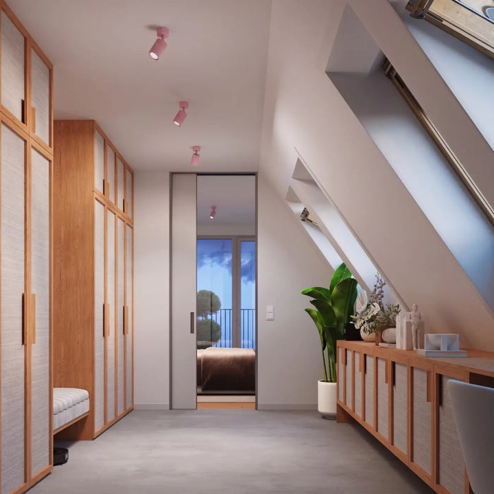 Luminaire Plafonnier rose dans un intérieur contemporain