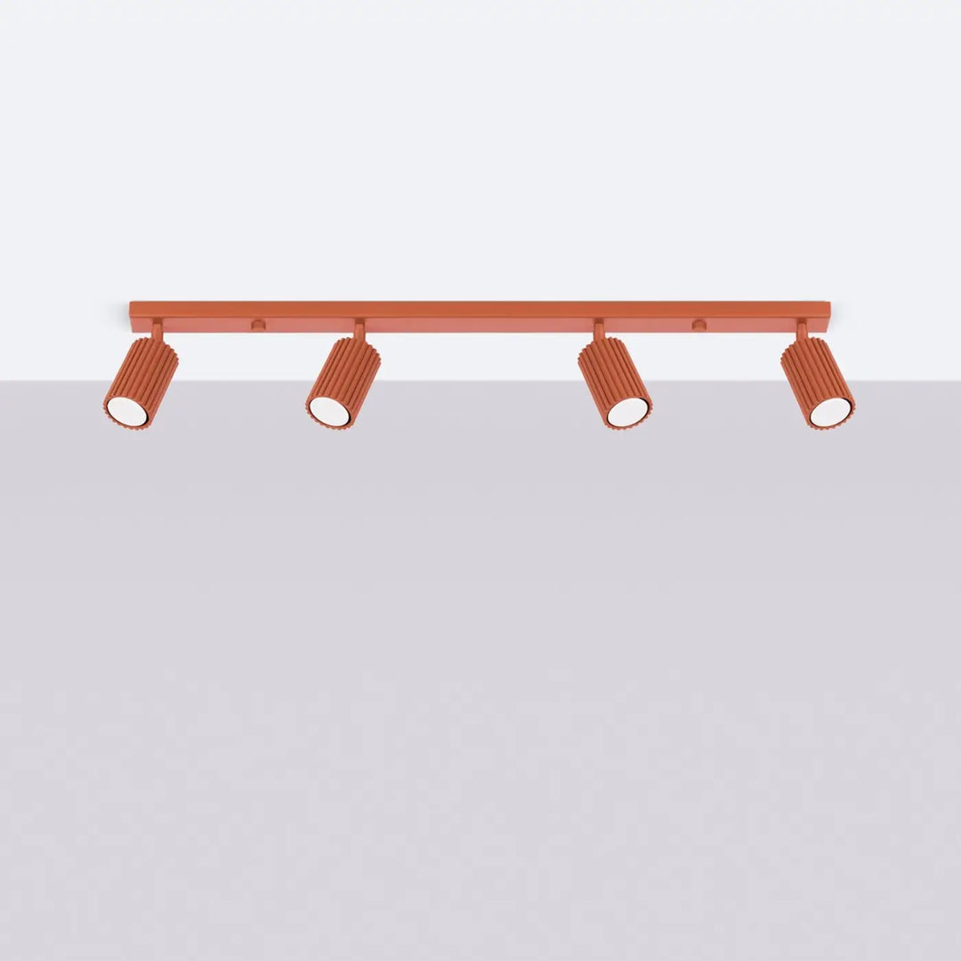 Luminaire Plafonnier ocre rouge éteinte, vue rapprochée