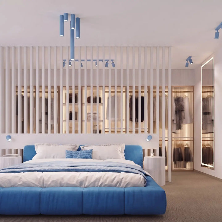 Luminaire Plafonnier bleu clair dans un intérieur contemporain